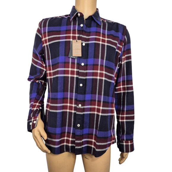 Boss Other - Boss Men's Shirt Size M Blue Purple Long Sleeve Flannel Shirt Dark Red Plaid (50